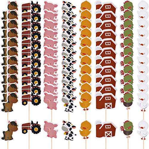 96 Stücke Cupcake Toppers Tier Kuchen Deckel Bauernhof Tier Tierpark Tier Cupcake Dekoration für Bauernhof Thema Geburtstag Party Lieferungen von Boao