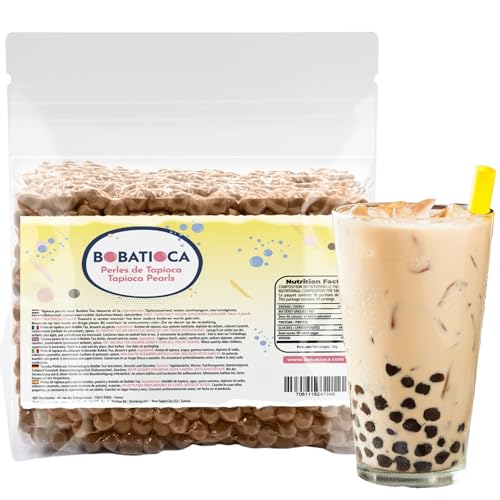 Tapiokaperlen für Bubble Tea – Bubble Tea Perlen – Echte Perlen aus Taiwan – Zur Verwendung in Boba-Tee, Bubble-Tee, Eiscreme und Desserts. 1 kg Packung von Bobatioca