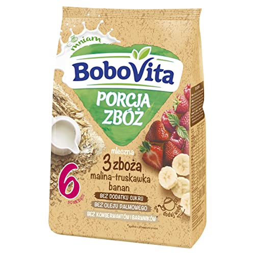 BoboVita Portion Getreide Milchkasche 3 Getreide Himbeerbeer-Banane nach 6 Monate 210 g von Bobovita