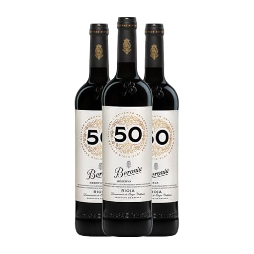 Beronia 50 Aniversario Rioja Reserve 75 cl Rotwein (Karton mit 3 Flaschen von 75 cl) von Bodegas Beronia