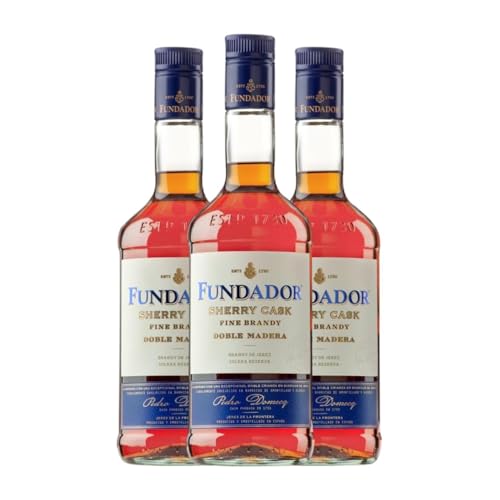 Brandy Pedro Domecq Fundador Sherry Cask Doble Madera 70 cl (Karton mit 3 Flaschen von 70 cl) von Bodegas Fundador Pedro Domecq