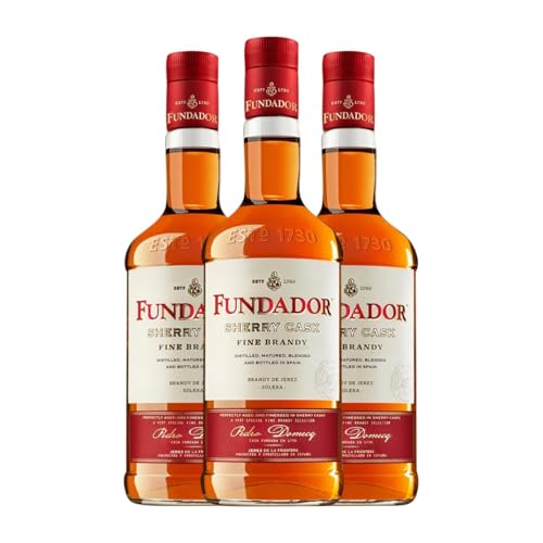 Brandy Pedro Domecq Fundador Sherry Cask Jerez-Xérès-Sherry 1 L (Karton mit 3 Flaschen von 1 L) von Bodegas Fundador Pedro Domecq