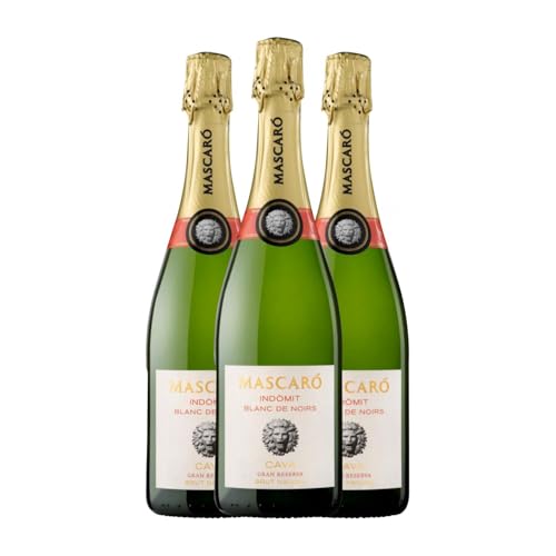 Mascaró Indomit Brut Natur Große Reserve 75 cl Weißer Sekt (Karton mit 3 Flaschen von 75 cl) von Bodegas Mascaró