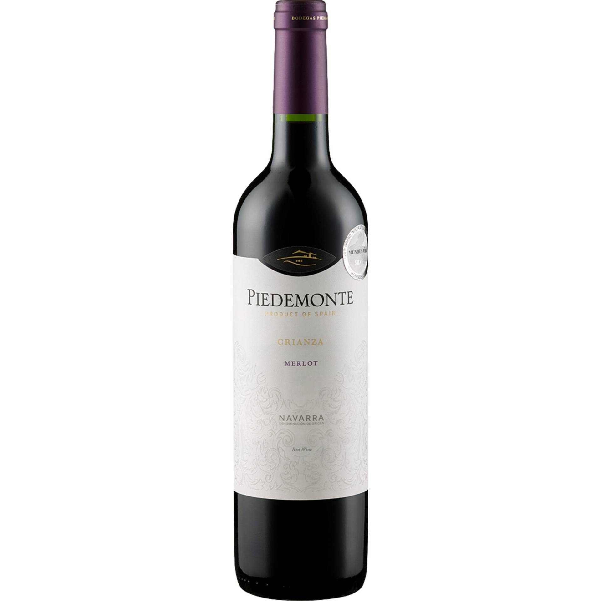 Piedemonte Merlot Crianza, Navarra DO, Navarra, 2021, Rotwein von Bodegas Piedemonte Soc.Coop. ,   ES 31390 Olite (Navarra)