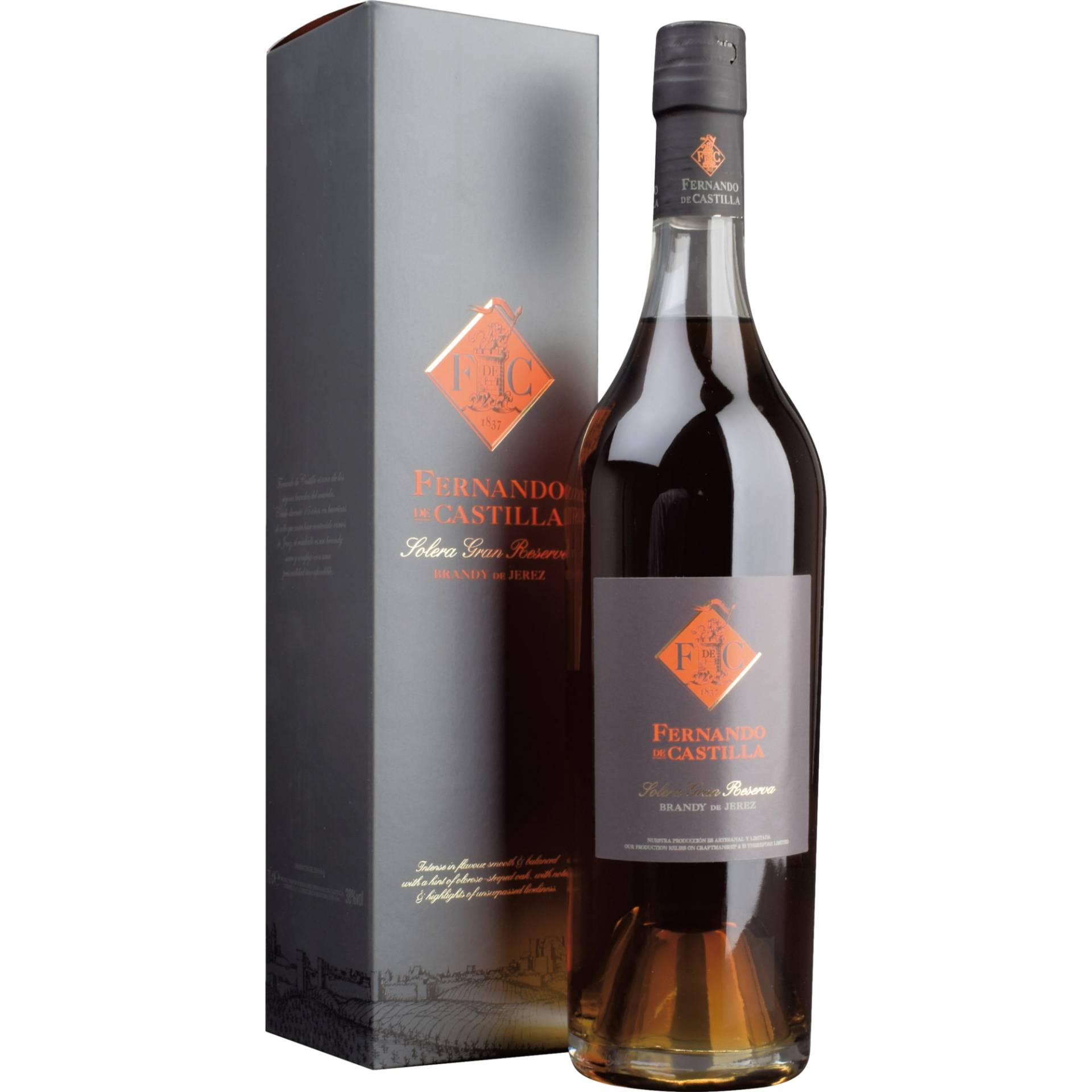 Fernando De Castilla Solera Gran Reserva, Brandy de Jerez Gran Reserva D.O., 0,7 L, 38% Vol., Sherry/Jerez, Spirituosen von Bodegas Rey Fernando de Castilla / C/Jardinillo, 7 al 11 / E - 11404 Jerez de la Frontera / Cadiz