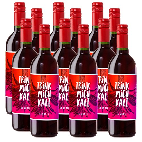 Sangria aus Spanien | TRINK MICH KALT - Exklusive Sonderedition | Das fruchtig-süße Kult-Getränk | Weinpaket Spar-Set mit 12 Flaschen von jamon.de