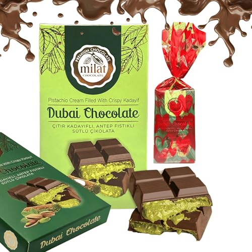 60 g Dubai Schokolade im Premium-Paket | Pistaziencreme Dubai Schokolade Pistazien | Handmade Dubai Schokolade kaufen | Die Dubai Schokolade von Bodesa Valore