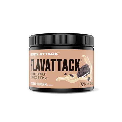 Body Attack Flavattack®, Cookies n Cream, 250g / 83 Portionen-intensives Geschmackspulver für Hot & Cold und zum Backen, palmöl-, aspartam- & glutenfrei***, Made in Germany von Body Attack Sports Nutrition