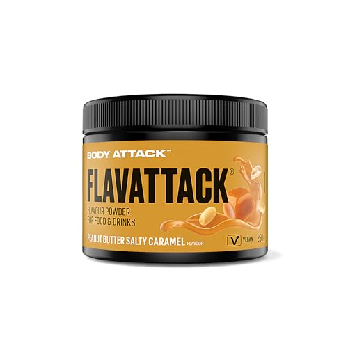 Body Attack FlavTASTIC®,Peanut Butter Salty Caramel, 250g / 83 Portionen-intensives Geschmackspulver für Hot & Cold und zum Backen, palmöl-, aspartam- & glutenfrei***, Made in Germany von Body Attack Sports Nutrition