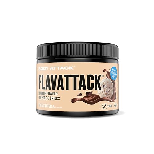 Body Attack Flavattack®, Stracciatella, 250g / 83 Portionen-intensives Geschmackspulver für Hot & Cold und zum Backen, palmöl-, aspartam- & glutenfrei, Made in Germany von Body Attack Sports Nutrition