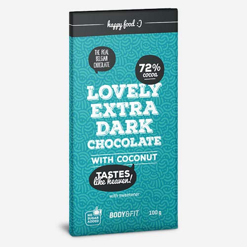 Body & Fit Smart Chocolate (0 Zucker & 72% Kakao) Coconut 1200 gramm von Body & Fit