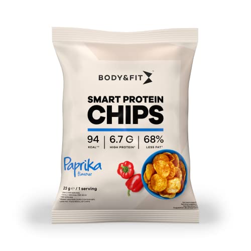 Body & Fit Smart Protein Chips - Eiweiß Snack Soja- und Kartoffelchips 12x23 gramm (Paprika) von Body & Fit