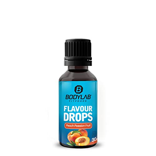 Bodylab24 Flavour Drops 30ml Pfirsich-Maracuja, Kalorienfreie, Zuckerfreie & Fettfreie Aroma-Tropfen, Flavdrops zum Süßen von Lebensmitteln, Kaffee Sirup, Geschmackstropfen ohne Künstliche Farbstoffe von Bodylab24