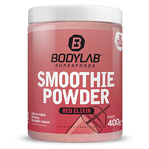 Bodylab24 Smoothie Powder Red Elixir 400g, kalorienarmes Pulver zur Herstellung eines Getränks in Smoothie-Art, aus 22 Frucht- und Gemüsesorten, mit Kohlenhydrate, Ballaststoffe und Eiweiß von Bodylab24