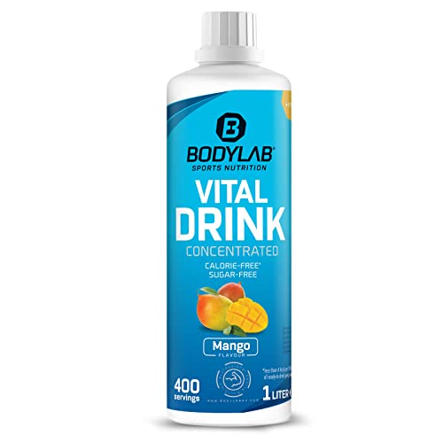 Bodylab24 Vital Drink Concentrated Mango 1000ml, Getränkekonzentrat zuckerfrei, Zero Sirup, mit Vitaminen und L-Carnitin, Sportgetränk mit wenig Kalorien von Bodylab24