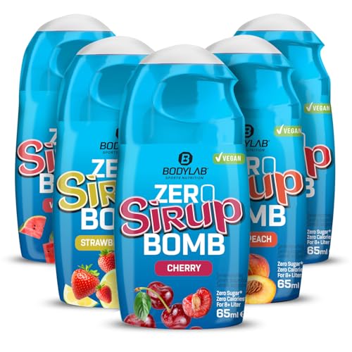 Bodylab24 ZERO Sirup BOMB Mixed Box 1, 5 x 65ml, zuckerfrei und praktisch ohne Kalorien, mit nur 1kcal je 100ml Wasser-Sirup-Mischung, hochkonzentriert, für 8 l Fertiggetränk von Bodylab24