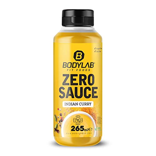 Bodylab24 Zero Sauce Indian Curry 265ml, kalorienarm, nur 3-9 kcal je 15g Portion, fett- und zuckerreduziert, perfekt zum Verfeinern von Gerichten, als Sauce oder Dressing, ideal für jede Diät von Bodylab24