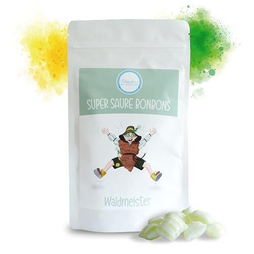 Bömskes Bonbonmanufaktur Super Saure Bonbons Waldmeister 180g – Extrem saure Bonbons mit Waldmeister Geschmack – Saure Süßigkeiten die Eure Geschmacksnerven zusammenziehen lassen von Bömskes Münster Bonbonmanufaktur