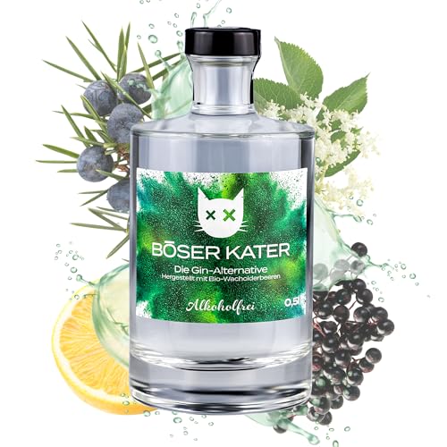 Böser Kater Alkoholfrei, Die Gin-Alternative, Gin-Geschmack mit Wacholder, Vegan & Zuckerfrei, Perfekt für Longdrinks & Cocktails, Ideale Geschenkidee, Gin ohne Alkohol, 0,5l von Böser Kater