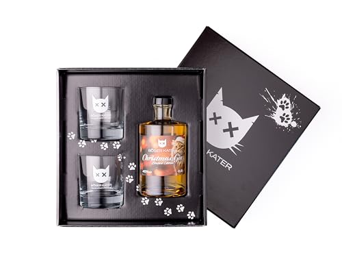 Böser Kater Christmas Gin Geschenkset mit 2 Gläsern, würzig weihnachtlicher Geschmack, Ideal für winterliche Cocktails, das perfekte Gin Geschenk in hochwertiger Box 0,5l 40% Vol. von Böser Kater