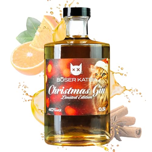 Böser Kater Christmas Gin | Zimt, Orange & Honig | Limitiert & Handgemacht | Winterlich würzige Geschmacksnoten | Das perfekte Geschenk für Katzen- & Ginliebhaber | Weihnachts-Gin 0,5l 40% von Böser Kater