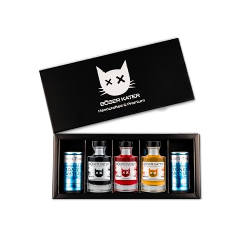 Böser Kater EM 2024 Tasting-Set mit Gins in Deutschland-Farben, Hochwertige Geschenkbox, Fußball-Europameisterschaft, Limited Edition – nur 999 Stück, Perfekte Geschenkidee von Böser Kater