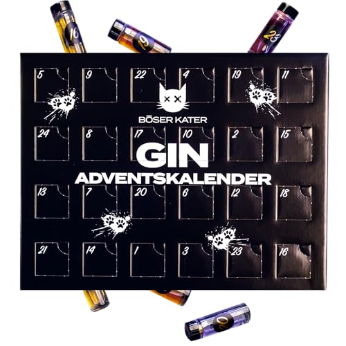 Böser Kater Gin Adventskalender | Die perfekte Geschenkidee | Weihnachtskalender für Katzen- und Gin-Liebhaber | Limitierte Auflage | 24 spannende Türchen mit außergewöhnlichen & exklusiven Gin-Sorten von Böser Kater