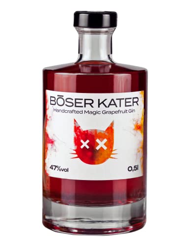 Böser Kater Pink Grapefruit Gin, Das perfekte Geschenk, Fruchtiger Citrus-Geschmack mit Grapefruit, Blutorange & Pomelo, Handgemachter Katzen Gin 0,5l 40% Vol. von Böser Kater