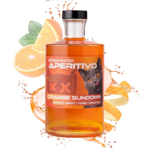 Böser Kater Orange Sundown Aperitivo | Frucht Likör mit Orangen Geschmack | Fruchtiger spritziger Orangenaperitif | Ideal als Spritz oder Tonic Cocktail | Perfekte Geschenkidee | 0,5l 15% Vol. von Böser Kater