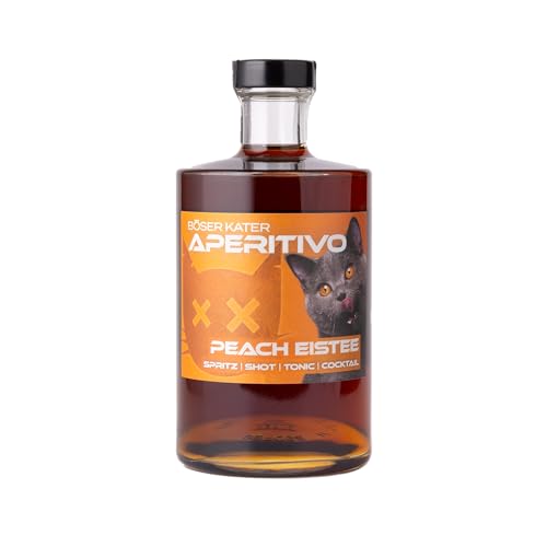 Böser Kater Peach Eistee Aperitivo | Pfirsich Frucht Likör | erfrischend fruchtiger Aperitif | ideal als Spritz oder Tonic Cocktail | Geschenkidee | 0,5l 15% Vol. von Böser Kater