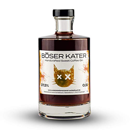 Böser Kater Sweet Coffee Gin, Kräftiger Kaffee-Geschmack, Für spannende Gin Tonic Cocktails oder auf Eis, Die perfekte Geschenkidee, Handgemacht mit kleiner Auflage, 0,5l 37,5% Vol von Böser Kater