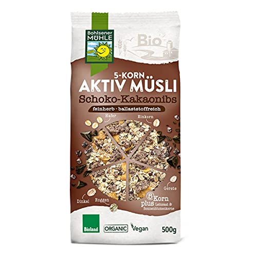 Bohlsener Mühle - 5-Korn Aktiv Müsli Schoko-Kakaonibs - 0,5 kg - 6er Pack von Bohlsener Mühle