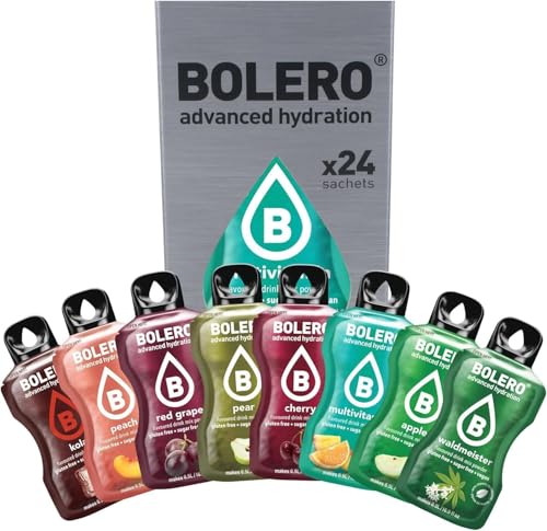 Bolero CLASSIC FLAVORS MIX | 24x3g I Erfrischendes Zuckerfreies Getränkepulver mit Stevia gesüßt | Vitamin C | für Diabetiker geeignet | eine Mischung aus exotischen Fruchtaromen von Bolero