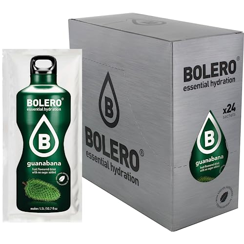 Bolero GUANABANA 24x3g | Saftpulver ohne Zucker, gesüßt mit Stevia + Vitamin C | geeignet für Kinder, Sportler und Diabetiker | glutenfrei und für Veganer geeignet | Guanabana geschmack von Bolero