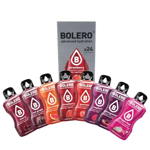 Bolero RED PUNCH MIX 24x9g | Saftpulver ohne Zucker, gesüßt mit Stevia + Vitamin C | geeignet für Kinder, Sportler und Diabetiker von Bolero