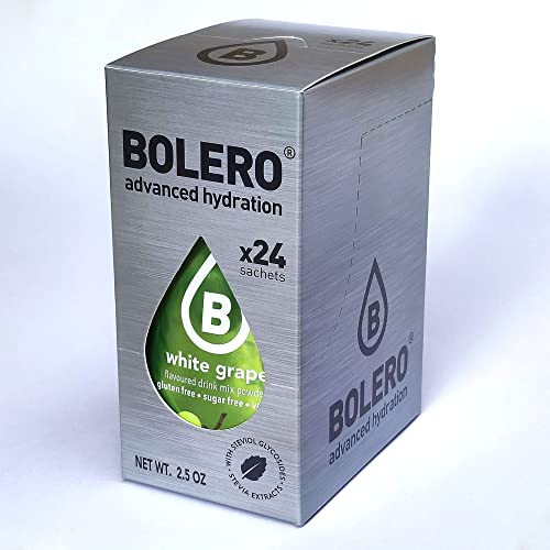 Bolero WHITE GRAPE 24x3g | Saftpulver ohne Zucker, gesüßt mit Stevia + Vitamin C | für Kinder, Sportler und Diabetiker | der Geschmack weißer Trauben von Bolero