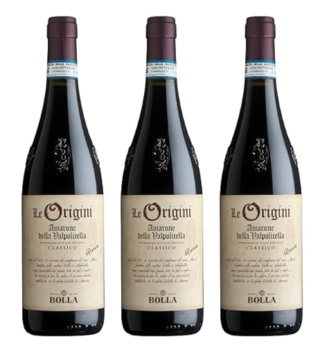 3x 0,75l - 2018er - Bolla - Le Origini - Amarone della Valpolicella Classico Riserva D.O.C.G. - Veneto - Italien - Rotwein trocken von Bolla