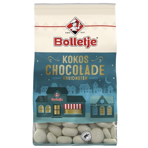 Bolletje Kruidnoten Kokos Chocolade 250g I Spekulatius Kekse umhüllt von weißer Schokolade und Kokosraspeln I Sinterklaas Nikolaus Knabberspaß von Bolletje