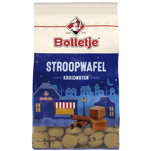 Bolletje Kruidnoten Stroopwafel 220g I Spekulatius Kekse mit Stroopwafel Stückchen I Sinterklaas Nikolaus Knabberspaß von Bolletje