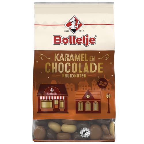 Bolletje Kruidnoten karamel en chocolade 250g I Spekulatius Kekse mit Karamell und Schokolade I Sinterklaas Nikolaus Knabberspaß von Bolletje