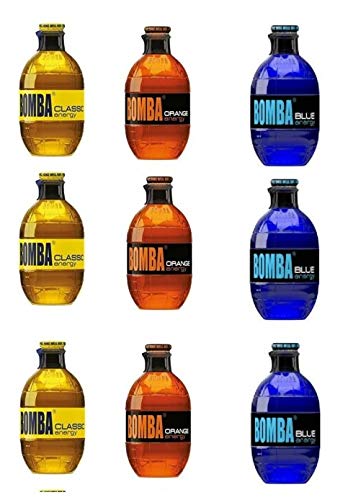 9 x Bomba Mix (3 Sorten) Energy a 250ml Glas Energygetränk inc. 2,25€ EINWEG Pfand von Bomba