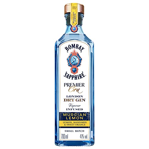 Bombay Sapphire Premium Distilled London Dry Gin Murcian Lemon, 47% vol., 700 ml, Limitierte Edition Gin Geschenk in nachhaltiger Geschenkverpackung, 70cl von Bombay Sapphire