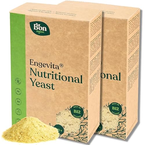 Engevita Hefeflocken von Bon Vegan | Nutritional Yeast Flakes | Glutenfrei Würzhefeflocken mit Vitamine des B-Komplexes, b12 und Zink | Inaktive Nährhefe schmeckt wie Parmesan - 2x125 gr von Bon Vegan