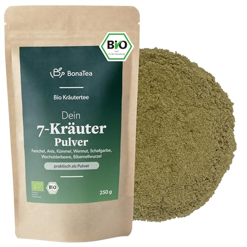 BIO 7-Kräuter-Pulver nach Bertrand Heidelberger mit traditionellen Bitterkräutern - stark bitteres Pulver, fein gemahlen 250g von BonaTea