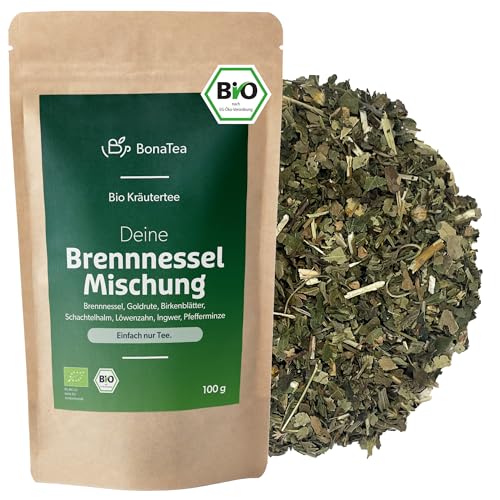 BIO Brennnessel-Tee mit Goldrute, Schachtelhalm, Löwenzahn, Birkenblättern und weiteren traditionellen Kräutern, Bio Kräutertee 100g von BonaTea