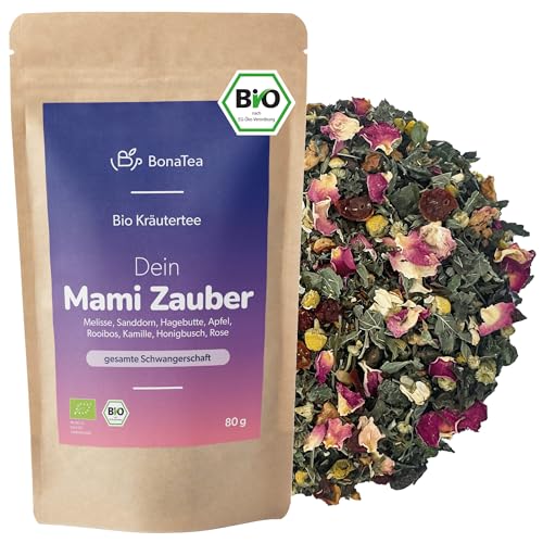 BIO Schwangerschaftstee Mami Zauber mit Sanddornbeeren - liebevolles Geschenk für Schwangere für die gesamte Schwangerschaft von BonaTea