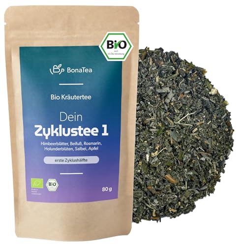 BIO Zyklustee 1 mit Himbeerblättern, Beifuß und weiteren leckeren Frauenkräutern nach traditioneller Rezeptur von BonaTea