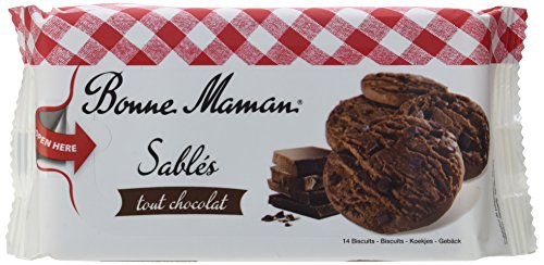 Bonne Maman Sablés tout chocolat – 150 g – Schokoladen-Cookies mit Schokostückchen – Wiederverschließbar von Bonne Maman