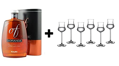 GRAPPA DORANGE 70 CL IN ASTUCCIO + Geschenkbeutel 6 CALICI von Bonollo