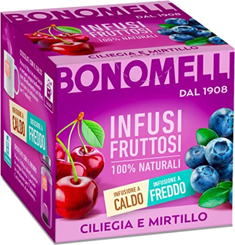 6x Bonomelli Infusi Fruttosi Ciliegia e Mirtillo Infusion mit Kirsche und Heidelbeere Packung mit 10 Filtern 100% natürliche Inhaltsstoffe von Bonomelli